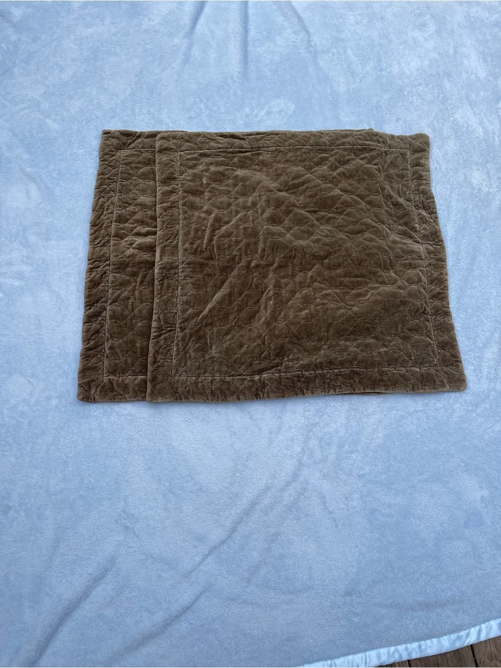 Set of two gently used  quilted cotton chocolate, brown Bella Notte euro shams🤎